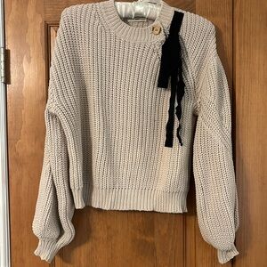 Ulla Johnson cream sweater with black bow size small